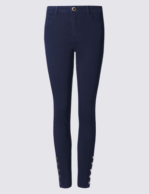 Ankle Button Skinny Leg Jeans